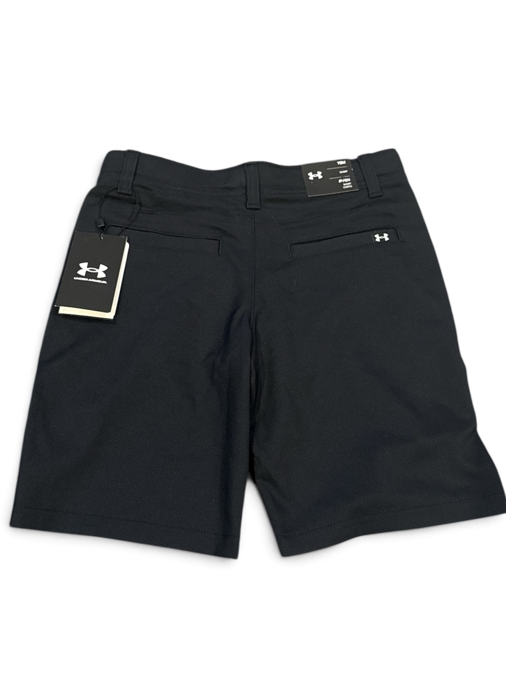 NWT Youth Under Armour Black Flat-Front Performance Shorts Golf Shorts Small - Picture 2 of 5